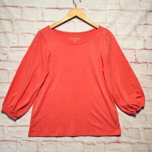 Soft Surroundings Shirt Womens Small 100% Cotton Balloon Sleeve Boho Casual Top